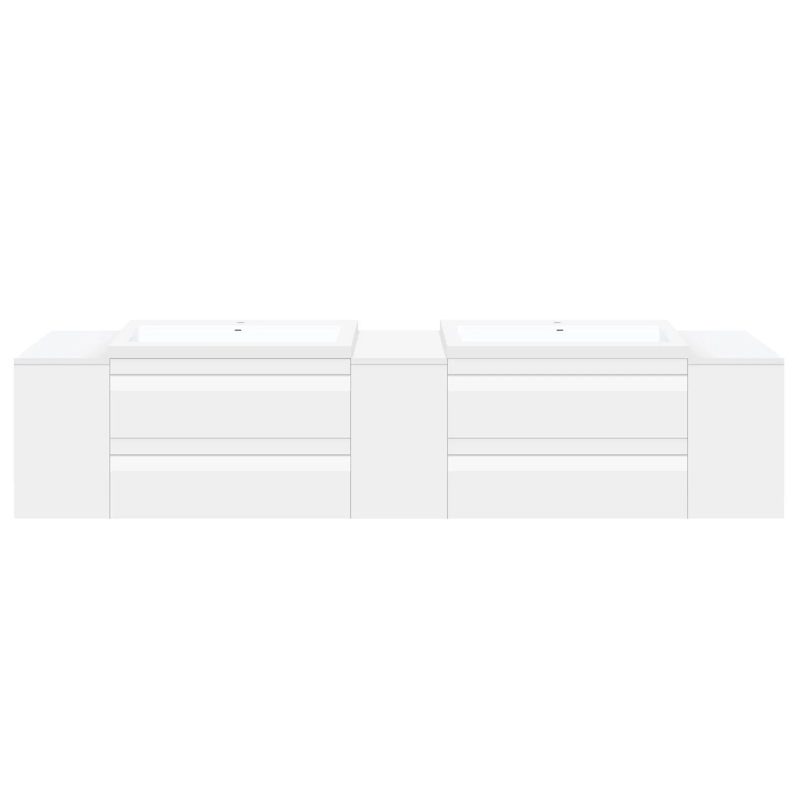 108" W Wall-Mount White Vanity Set with Two Sinks (LV8-C21W-108W) Style 8 - Image 2