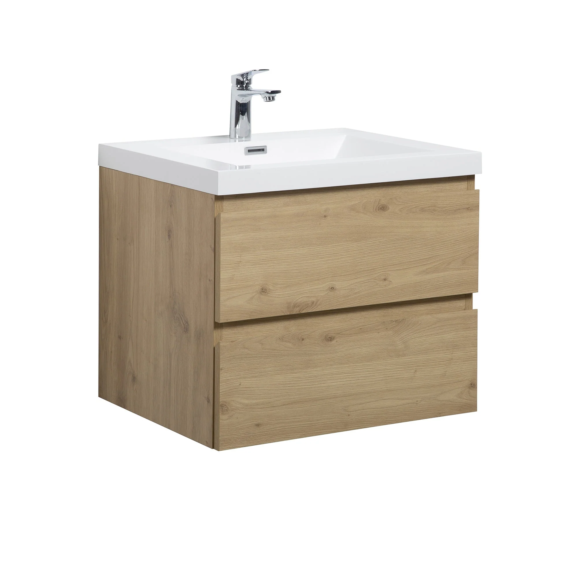 30" Wall Mount Single Bathroom Vanity in Oak with White Integrated Sink LV13-30 - Image 3