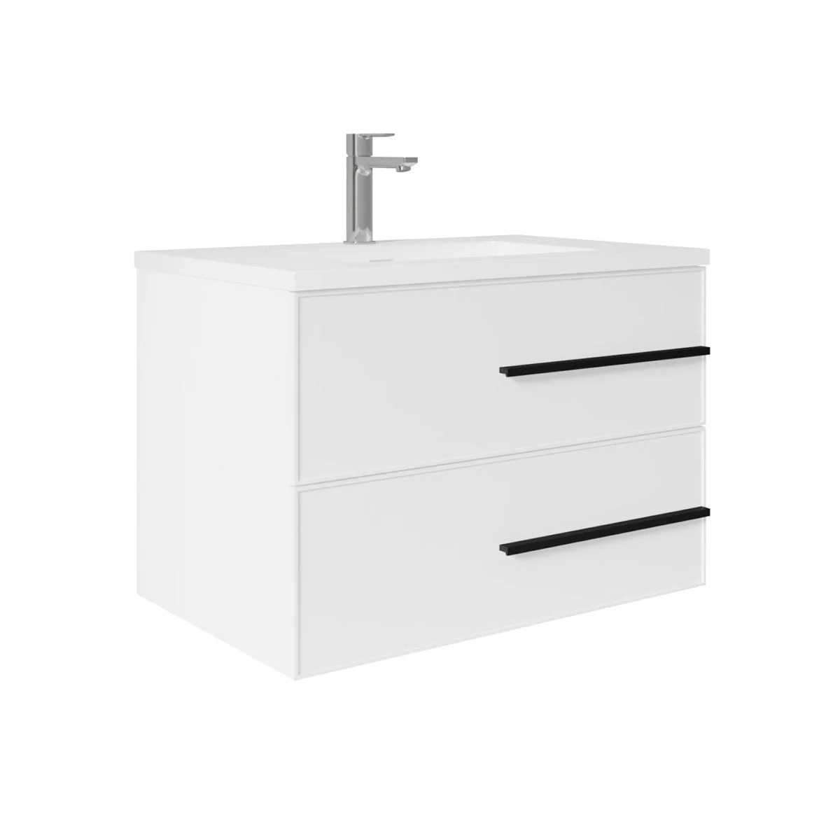 30" Wall Mount Single Bathroom Vanity in White Gloss with White Integrated Sink LV15W-30W - Image 3