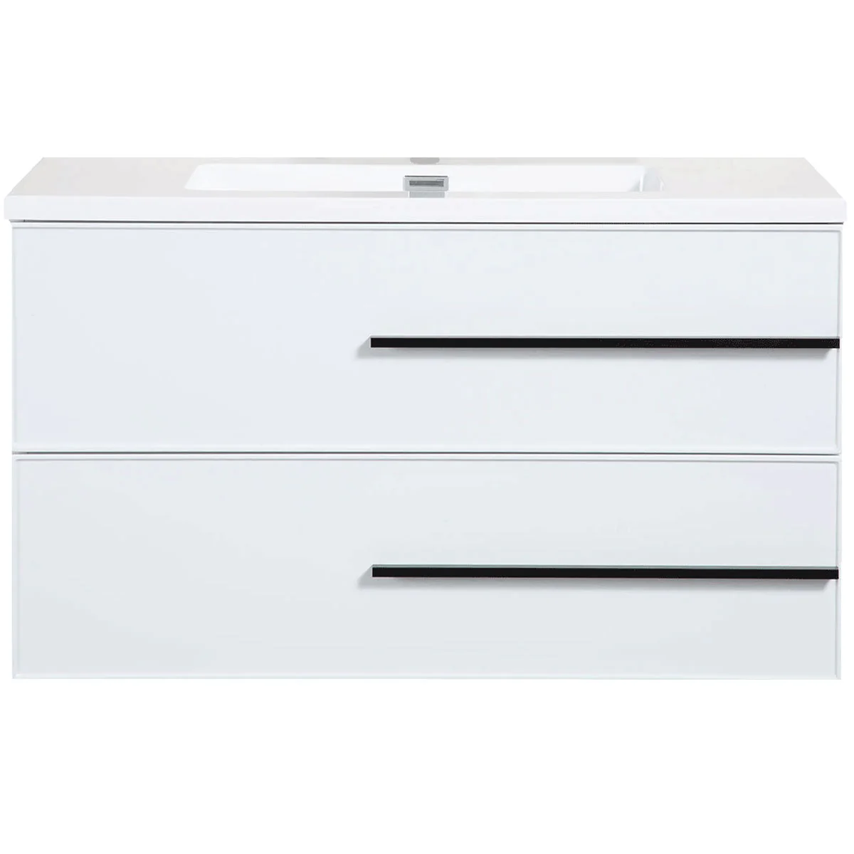 30" Wall Mount Single Bathroom Vanity in White Gloss with White Integrated Sink LV15W-30W - Image 4