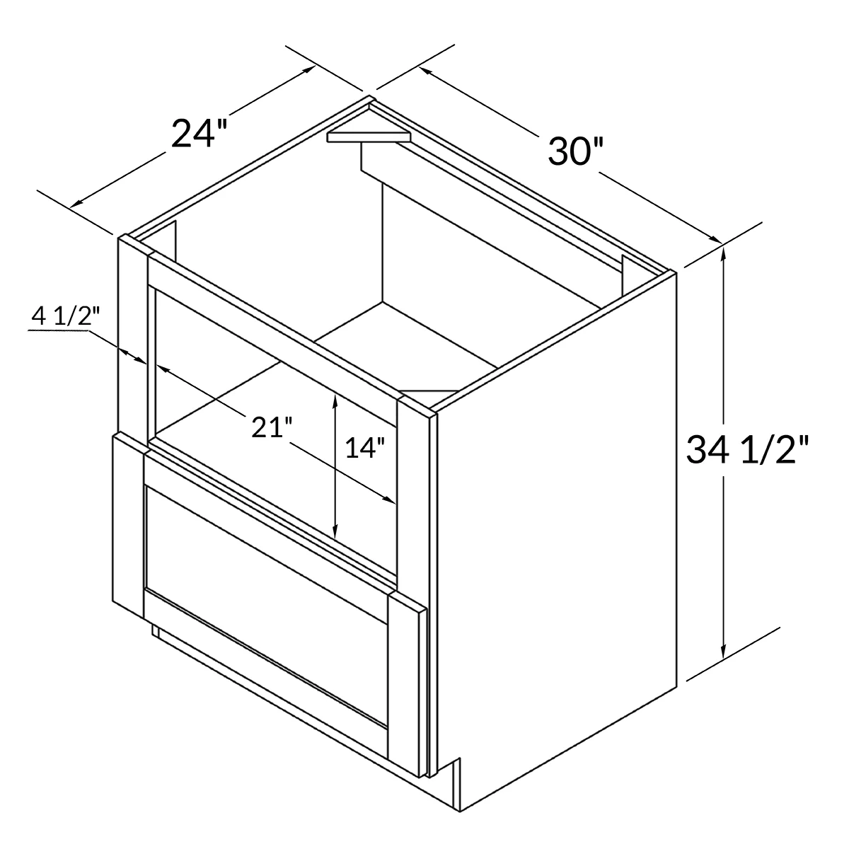 Base microwave cabinet with one drawer BMC30Colonial Gray LessCare 30 in. width 34.5 in. height 24 in. depth