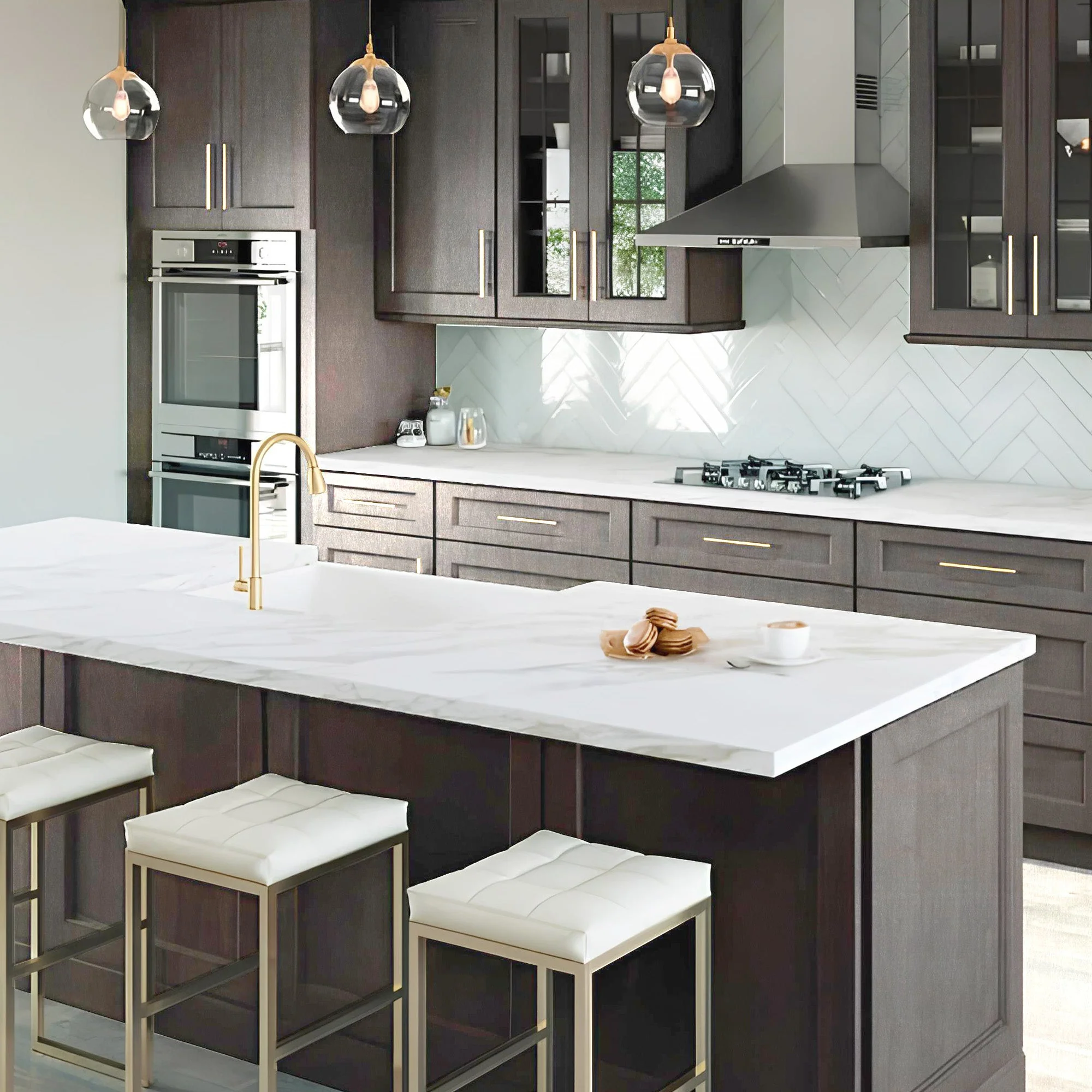Oven Kitchen Cabinet OC3390 Milan Slate LessCare 33 in. width 90 in. height 24 in. depth - Image 4