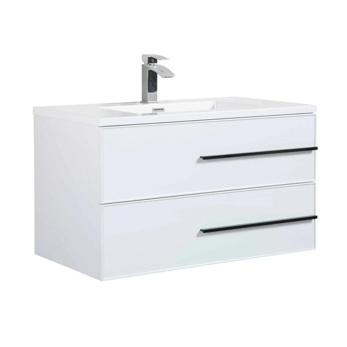 36" Wall Mount Single Bathroom Vanity in White Gloss with White Integrated Sink LV15W-36W - Image 3