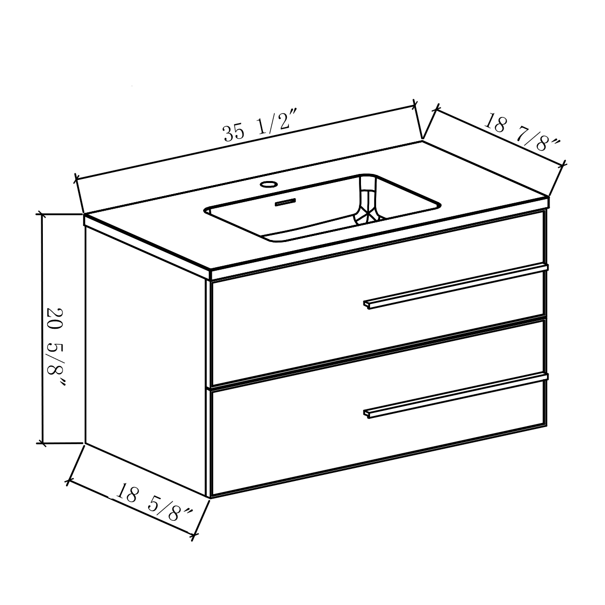 36" Wall Mount Single Bathroom Vanity in White Gloss with White Integrated Sink LV15W-36W - Image 7