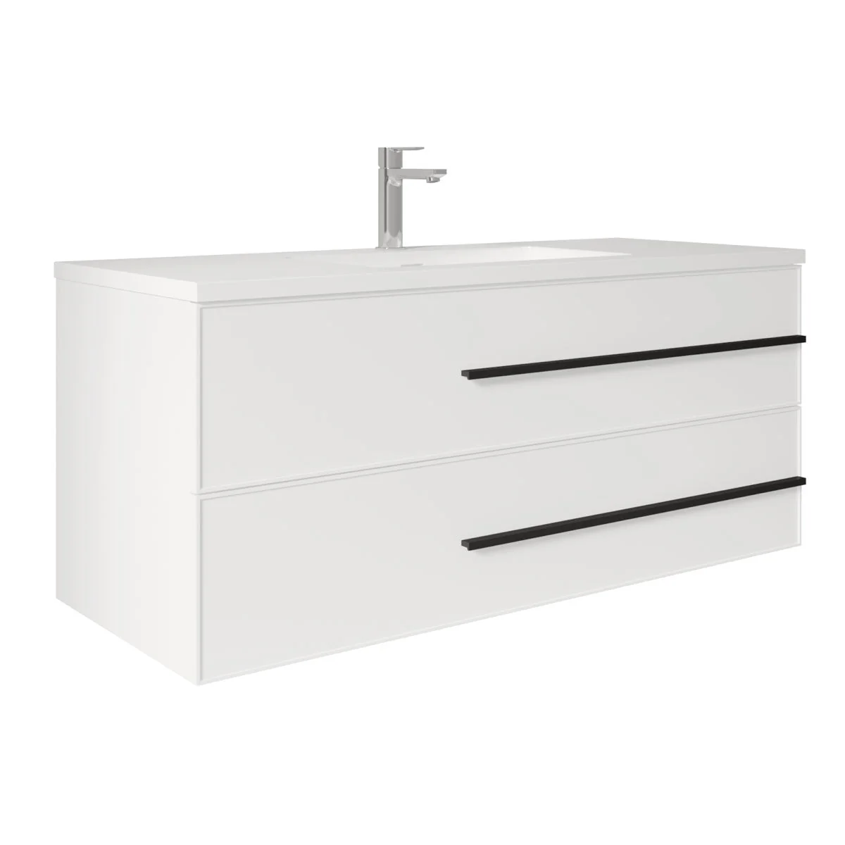 48" Wall Mount Single Bathroom Vanity in White Gloss with White Integrated Sink LV15W-48W - Image 3