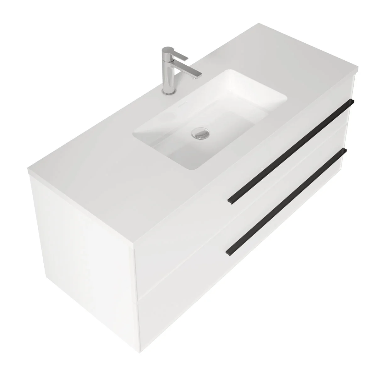 48" Wall Mount Single Bathroom Vanity in White Gloss with White Integrated Sink LV15W-48W - Image 4