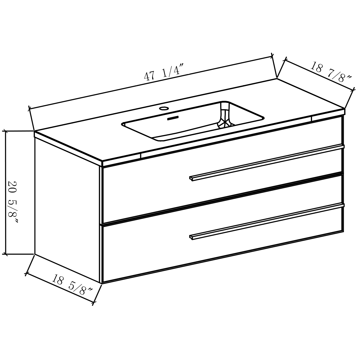48" Wall Mount Single Bathroom Vanity in White Gloss with White Integrated Sink LV15W-48W - Image 6