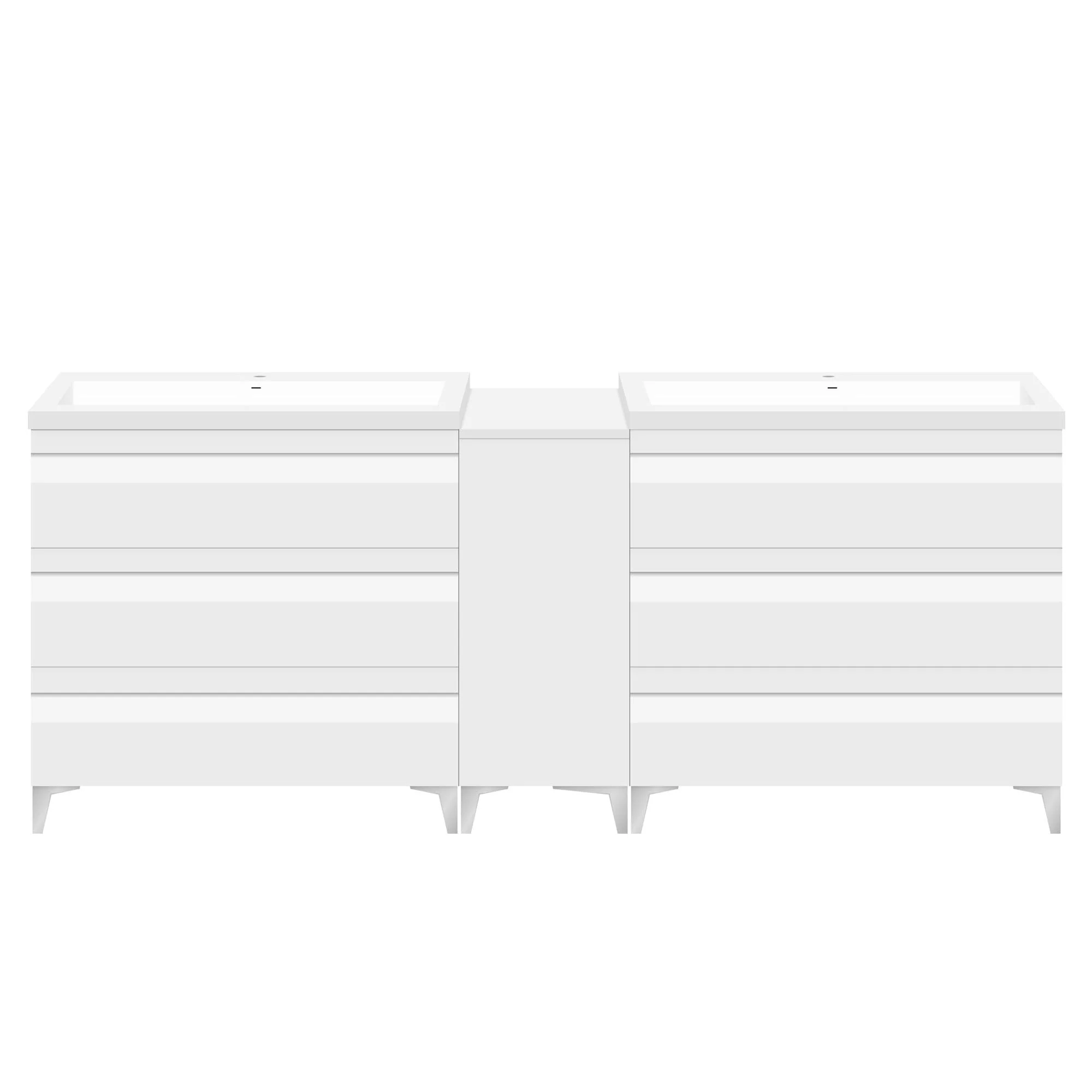60" W Freestanding White Vanity Set with Two Sinks (LV8-C13B-60W) Style 8 - Image 2