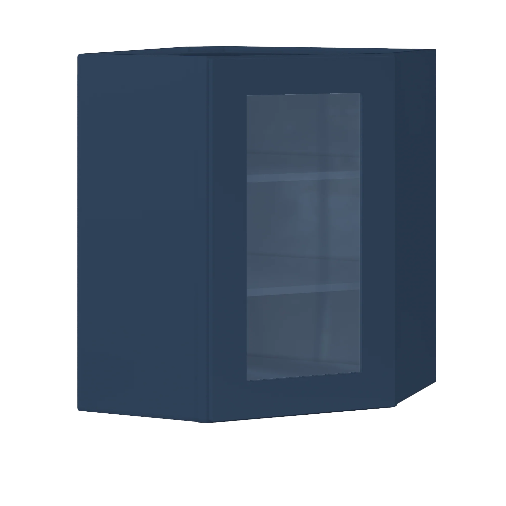 Frosted Glass Door Diagonal Corner Wall Kitchen Cabinet DCMD2430 Danbury Blue LessCare 24 in. width 30 in. height 12 in. depth - Image 2
