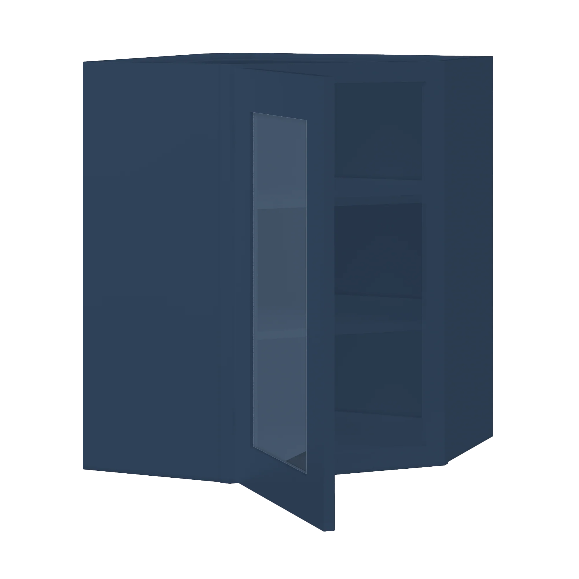 Frosted Glass Door Diagonal Corner Wall Kitchen Cabinet DCMD2430 Danbury Blue LessCare 24 in. width 30 in. height 12 in. depth - Image 4