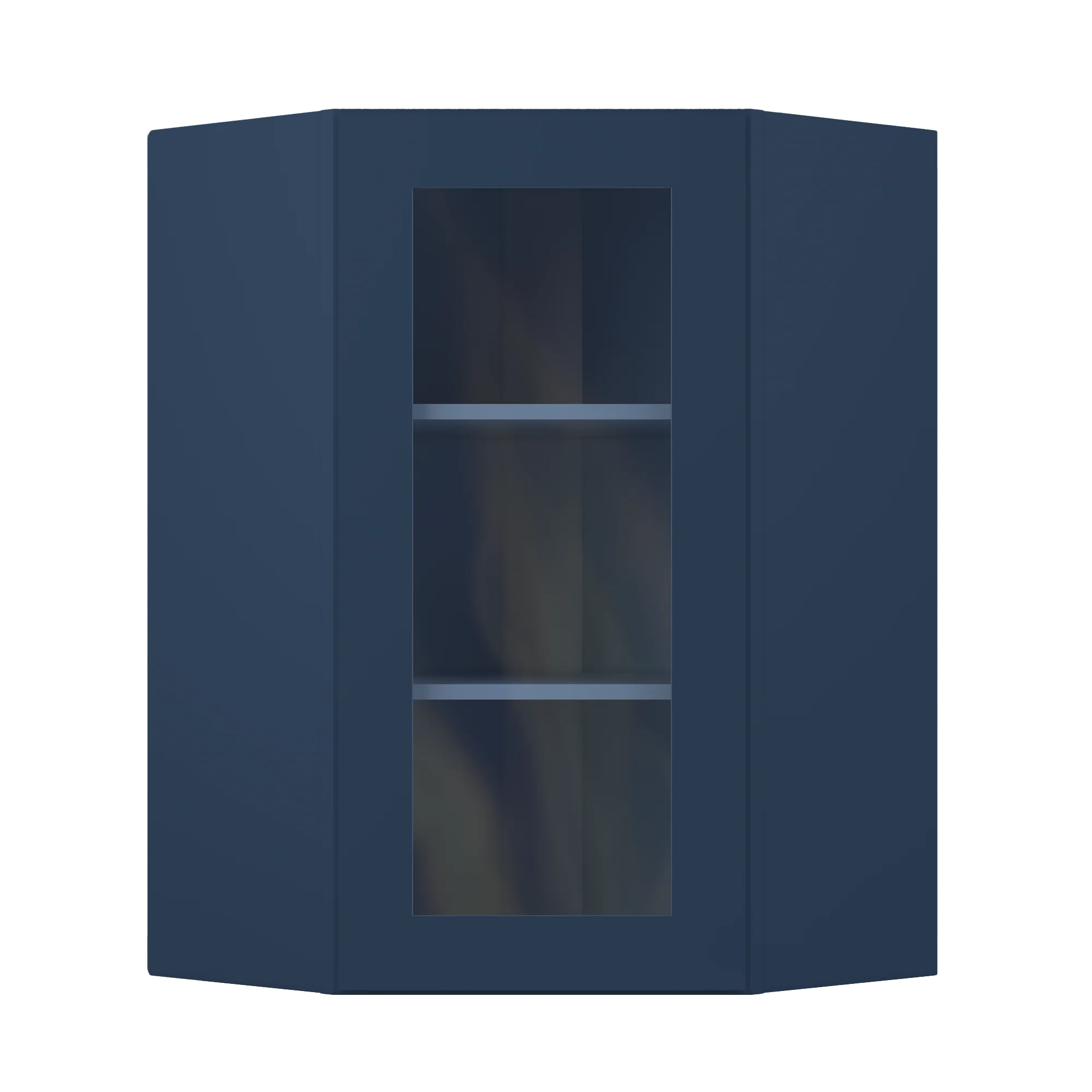 Frosted Glass Door Diagonal Corner Wall Kitchen Cabinet DCMD2436 Danbury Blue LessCare 24 in. width 36 in. height 12 in. depth - Image 3