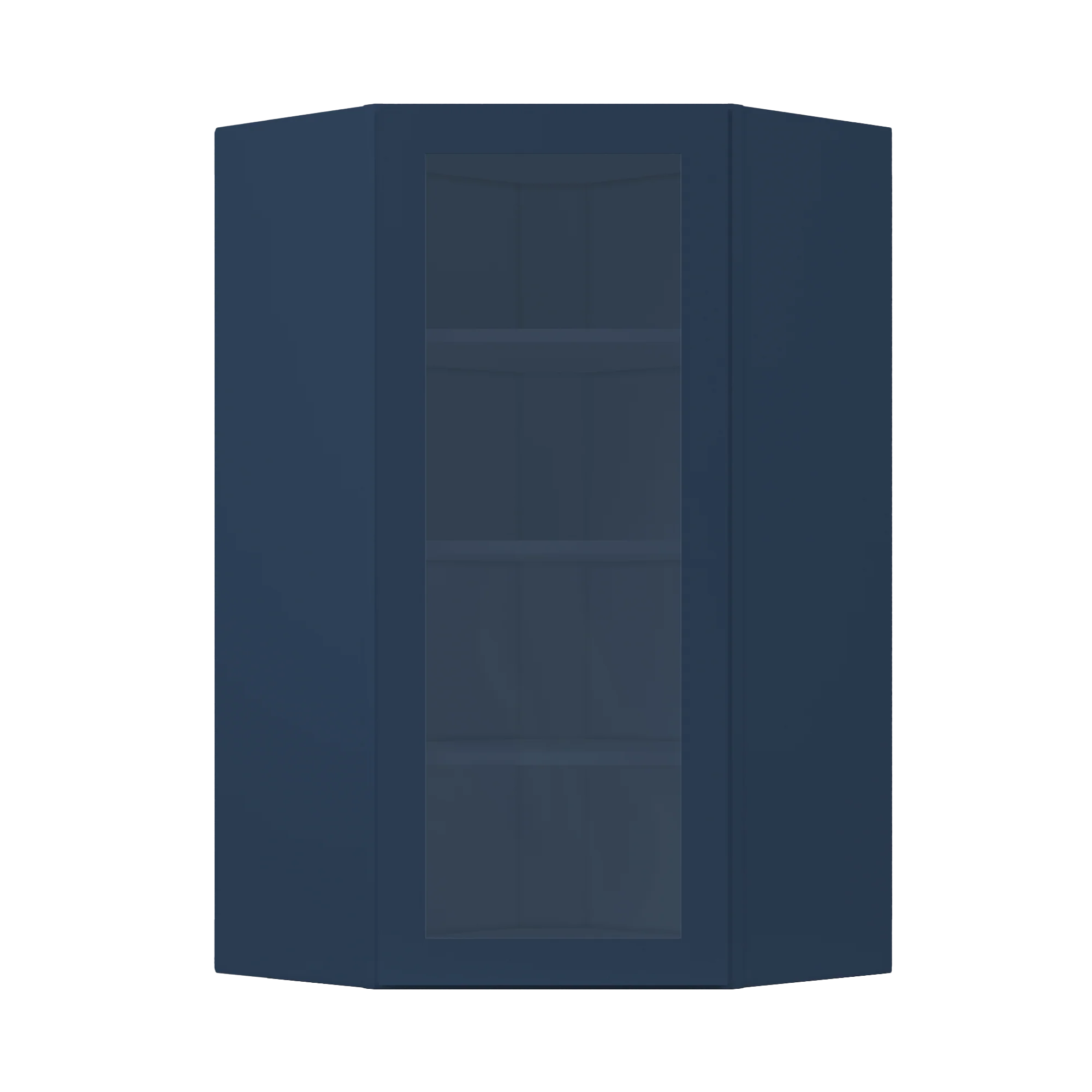Frosted Glass Door Diagonal Corner Wall Kitchen Cabinet DCMD2442 Danbury Blue LessCare 24 in. width 42 in. height 12 in. depth - Image 3