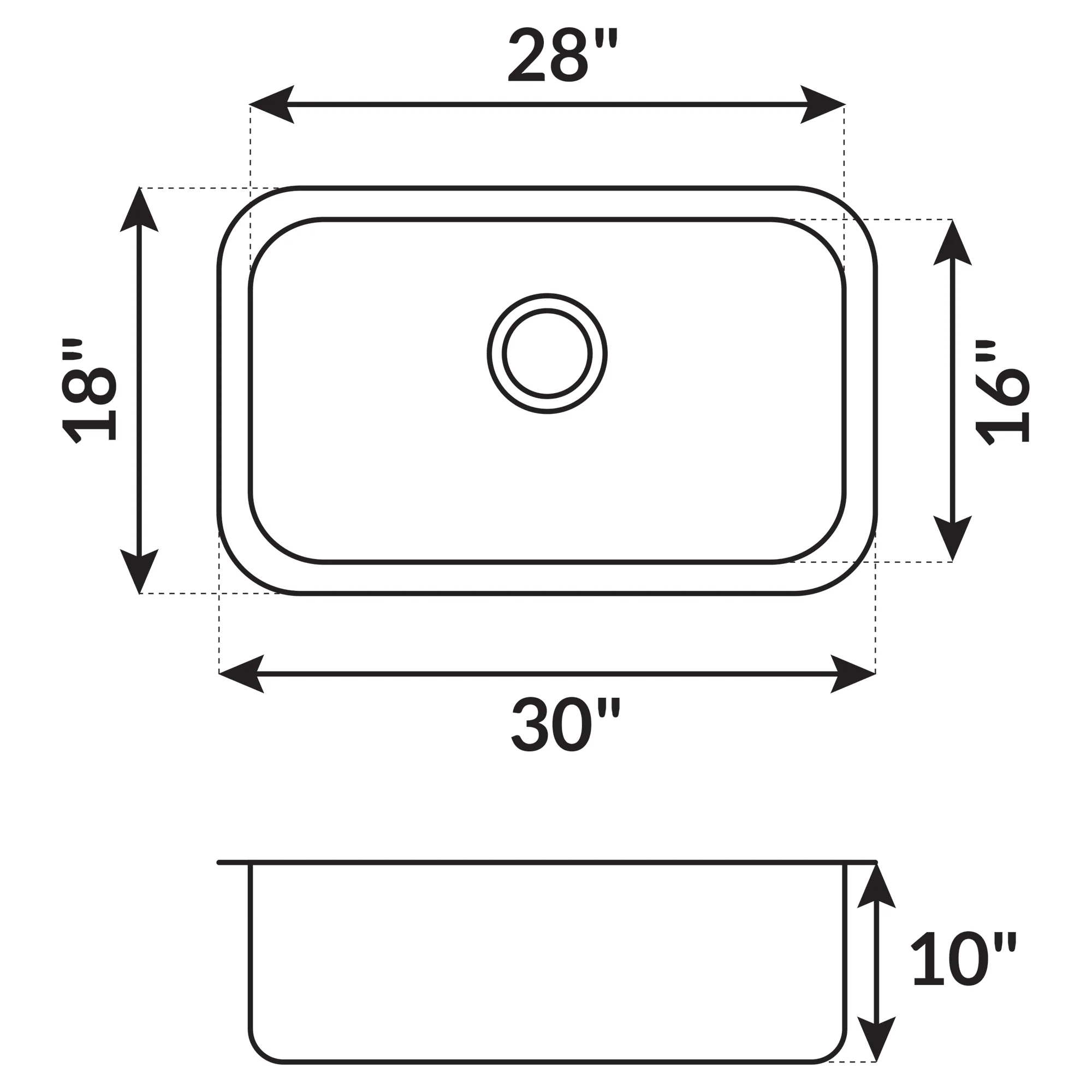 30 in Undermount Stainless Steel Single Bowl Kitchen Sink L107 - Image 4