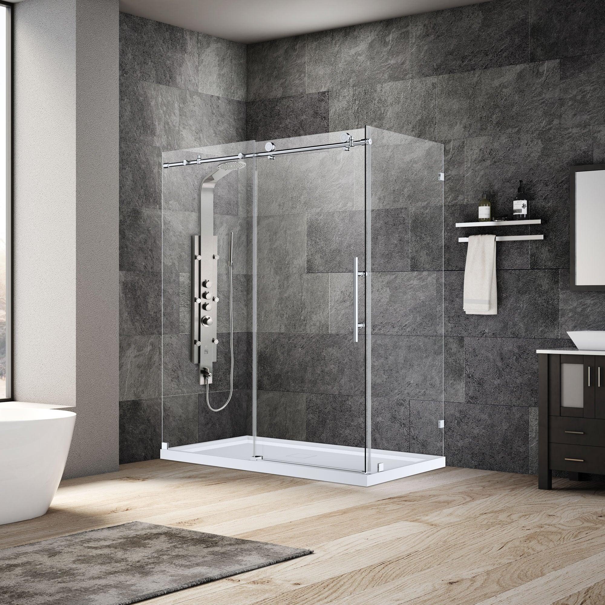 56-60 W x 76 H x 36 D Sliding Frameless Shower Enclosure ULTRA-C with Clear Glass in Chrome - Image 3