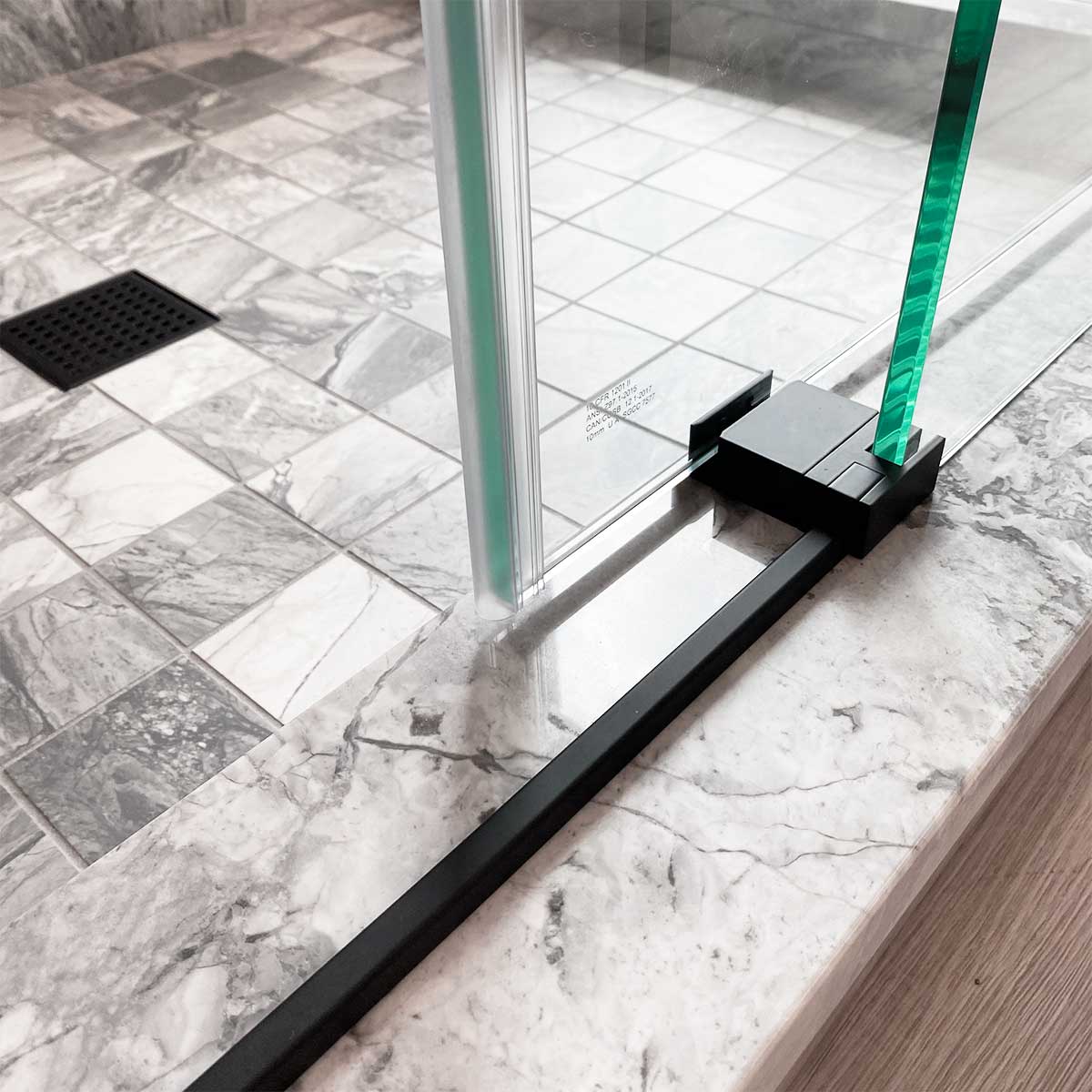 56-60 W x 76 H  x 34 1/2 D Sliding Frameless Shower Enclosure ULTRA-C with Clear Glass in Matte Black - Image 7
