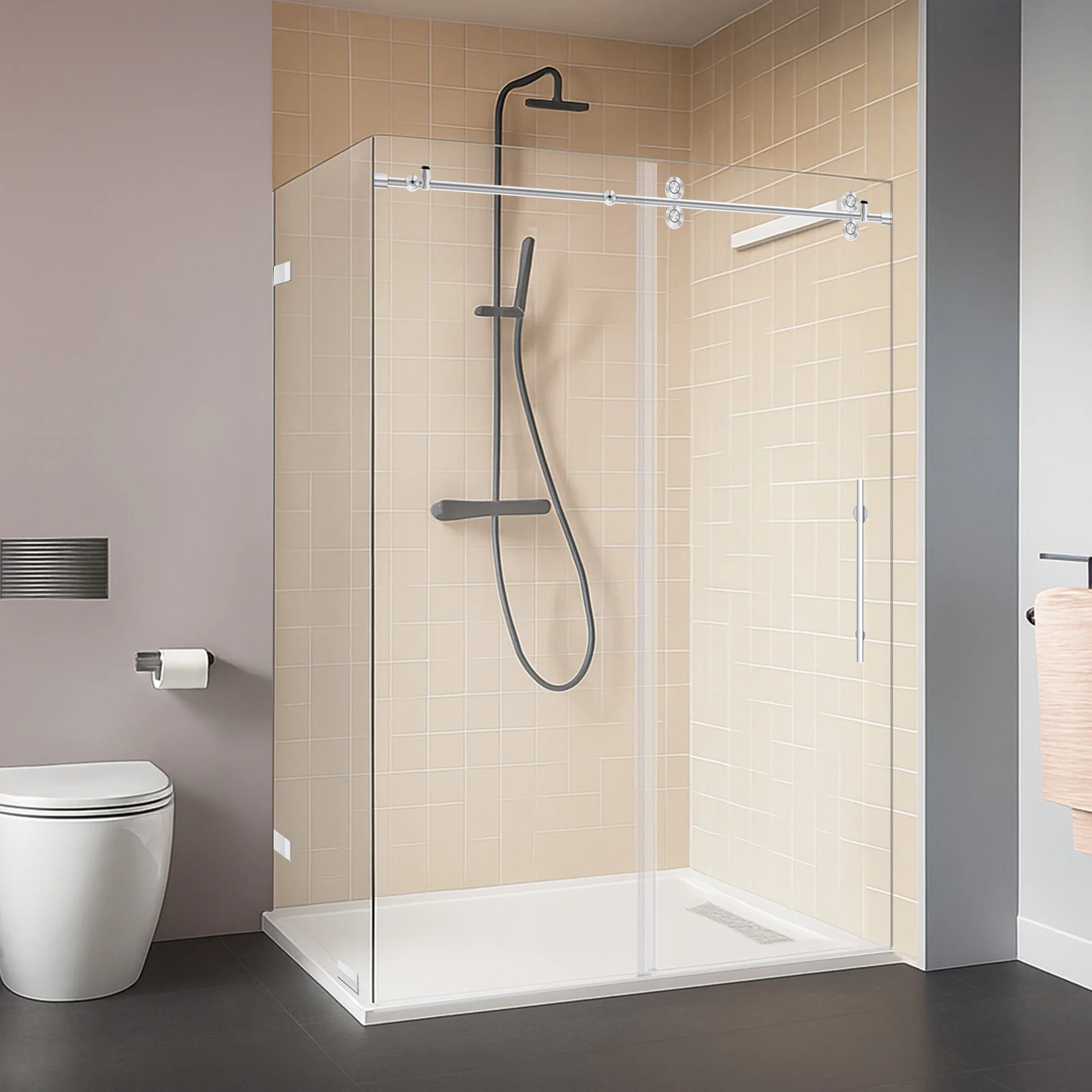 44-48 W x 79 H  x 34 1/2 D Sliding Shower Enclosure ULTRA-D Chrome - Image 2