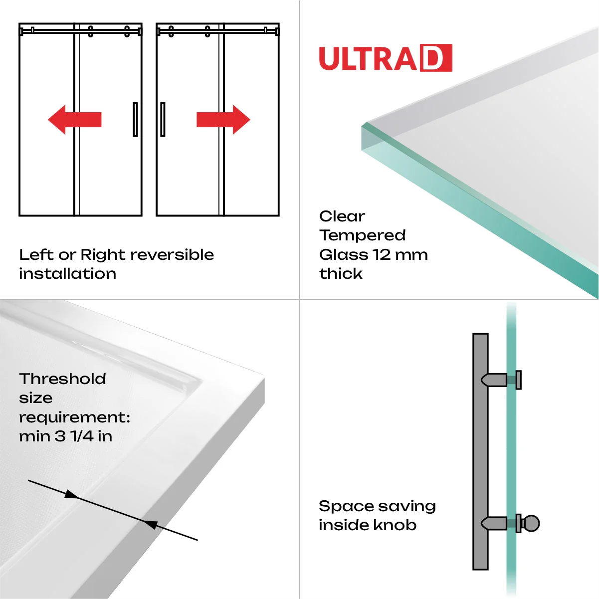 56-60 W x 79 H  x 36 D Sliding Shower Enclosure ULTRA-D Brushed Nickel - Image 8
