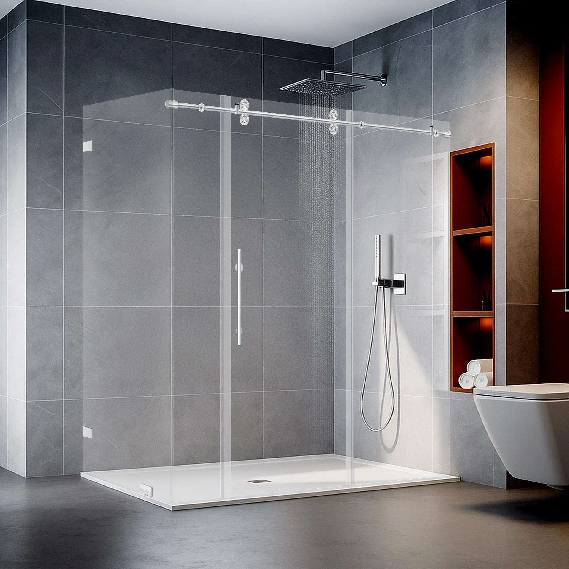 68-72 W x 79 H  x 34 1/2 D Sliding Shower Enclosure ULTRA-D Chrome - Image 2
