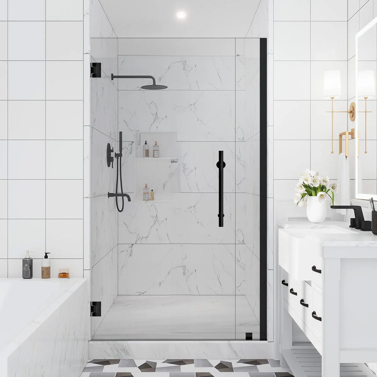 38-39 W x 72 H  Swing-Out Shower Door ULTRA-E Matte Black - Image 2