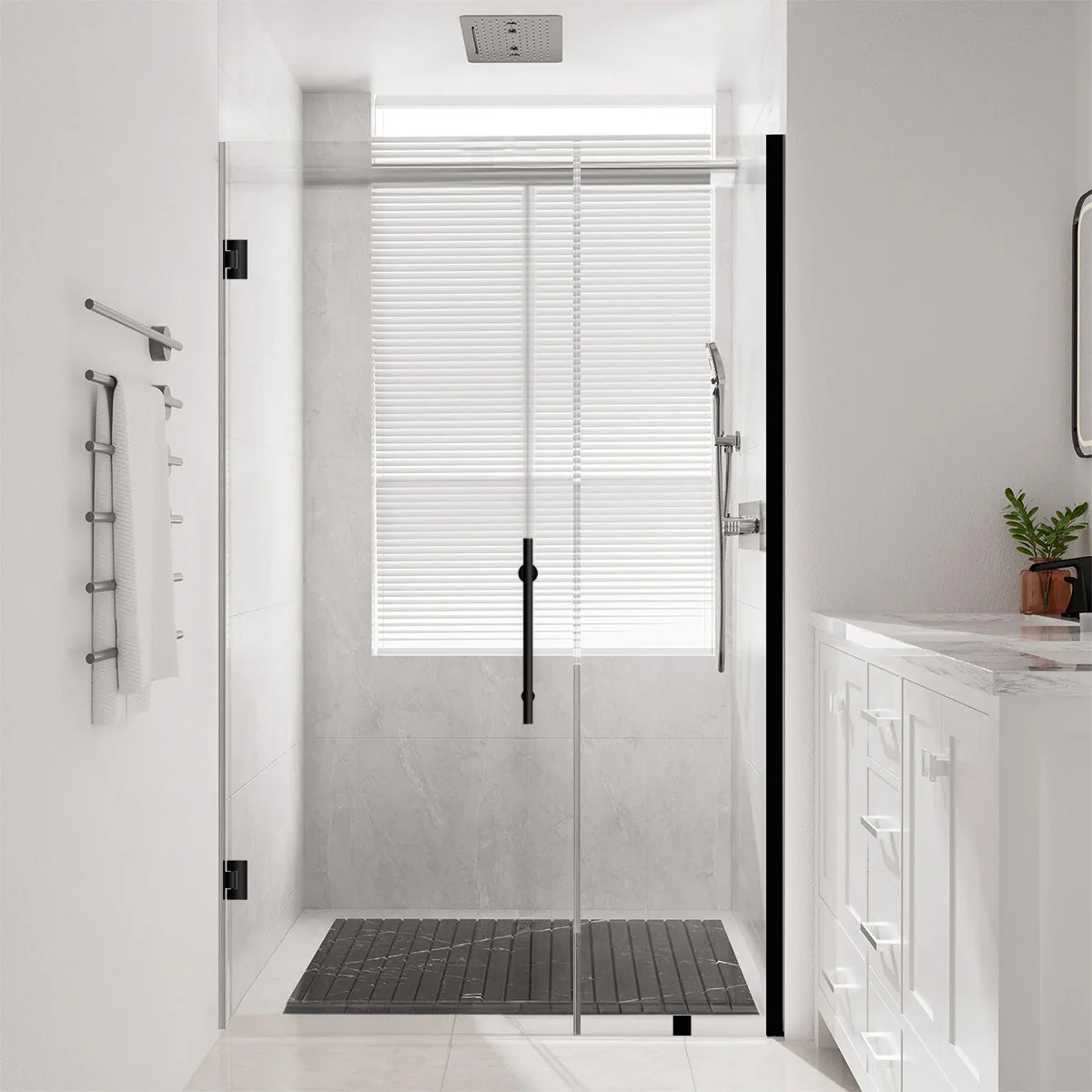 58-59 W x 72 H  Swing-Out Shower Door ULTRA-E Matte Black - Image 2
