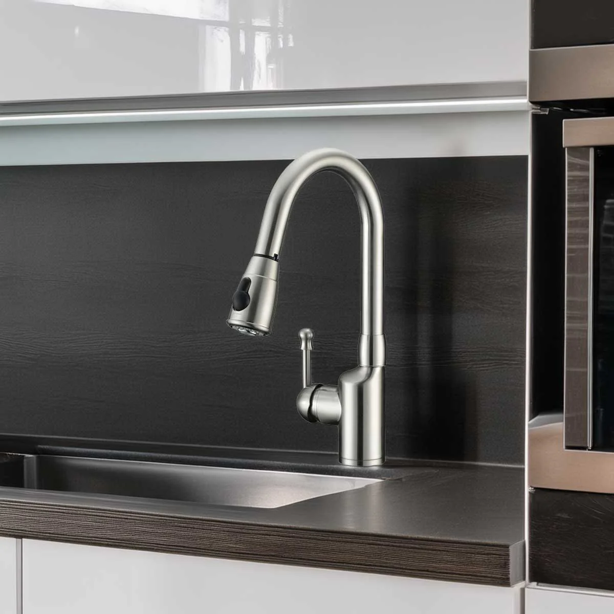 Pull Down Kitchen Faucet LK6B Brushed Nickel - Image 2
