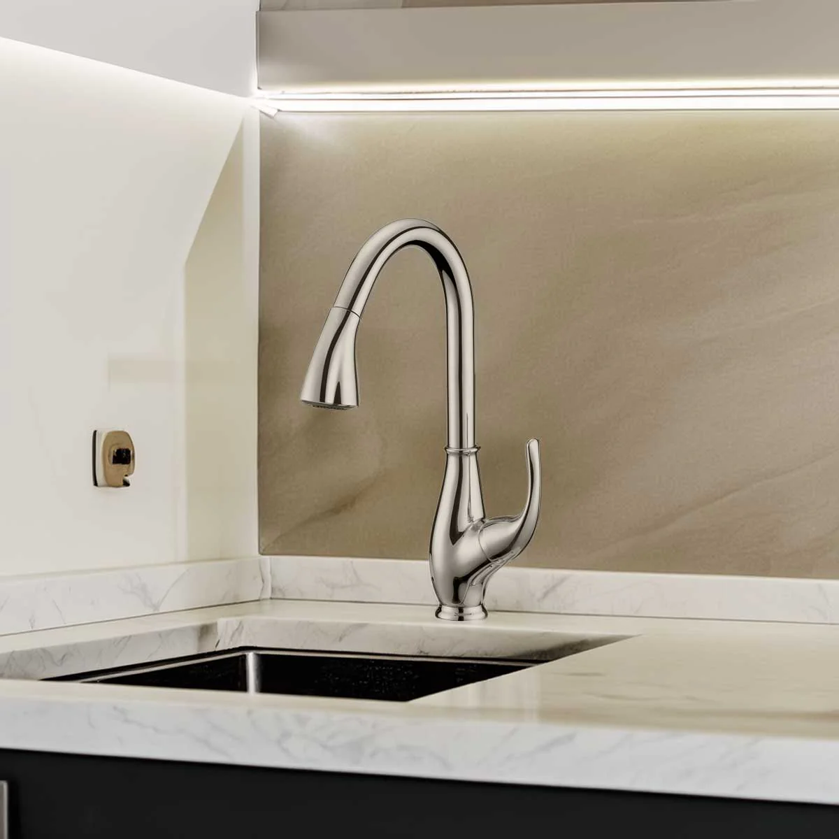 Pull Down Kitchen Faucet LK7B Deck-Plate Brushed Nickel - Image 2