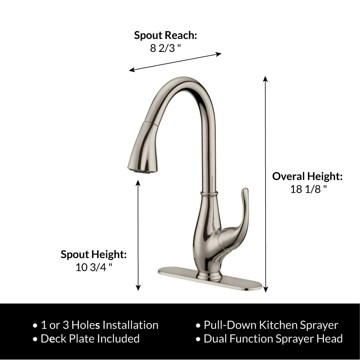 Pull Down Kitchen Faucet LK7B Deck-Plate Brushed Nickel - Image 4