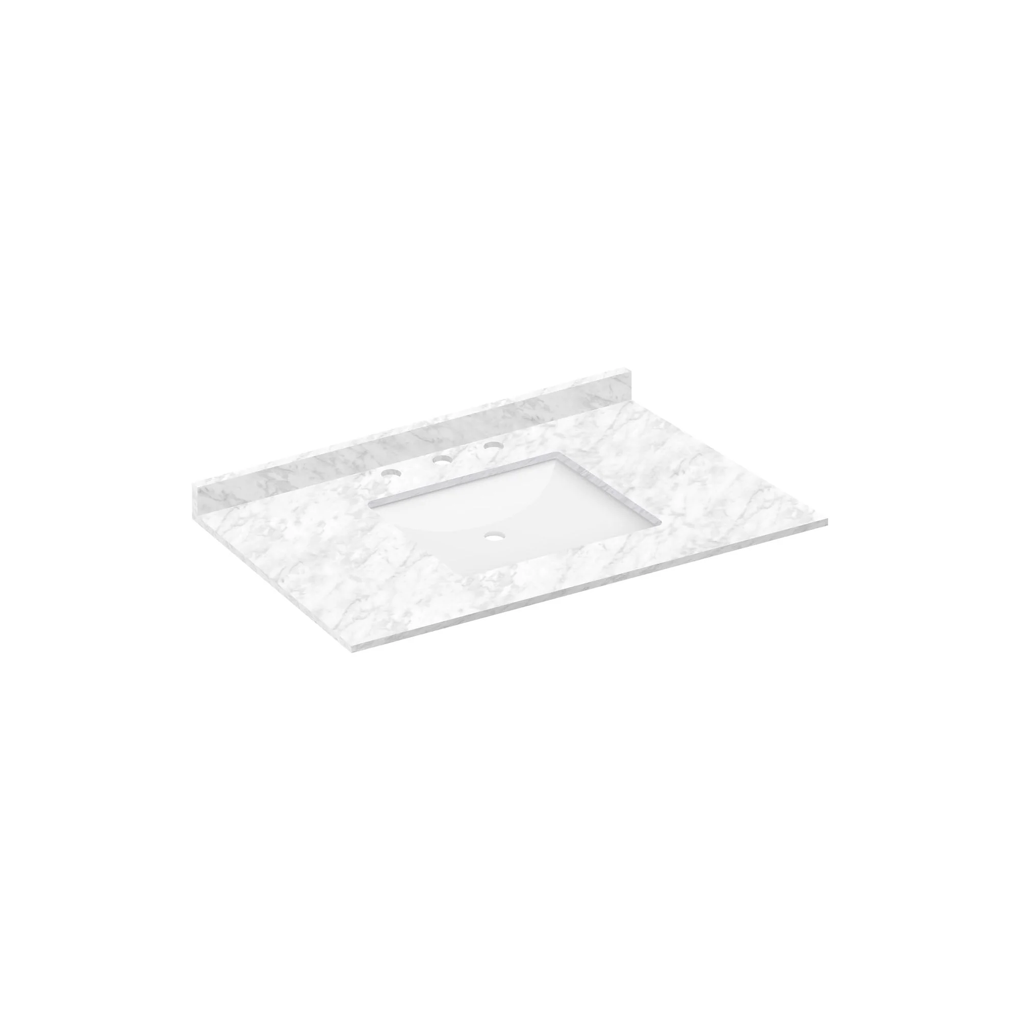 37 W x 22 L Cara White Vanity Top with Square Sink - 8 in Faucet Spread - Image 4