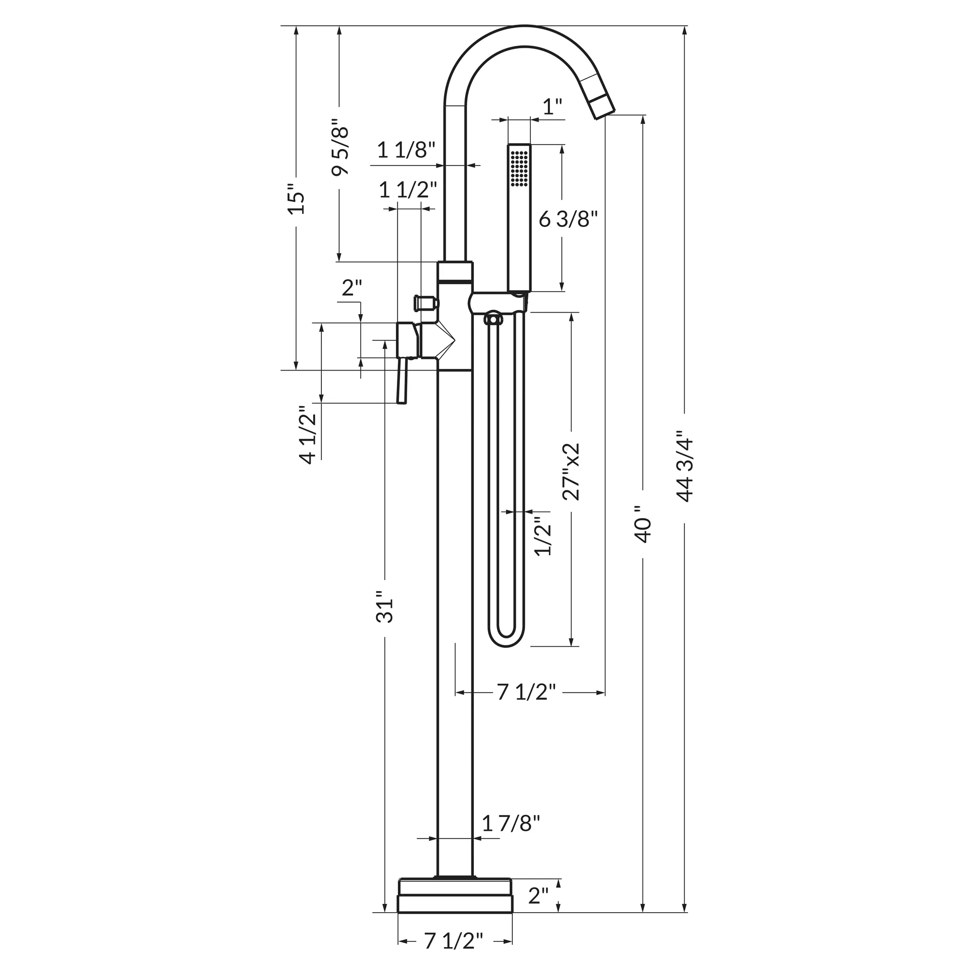 Freestanding Bathtub Faucet LS5B Brushed Nickel - Image 3