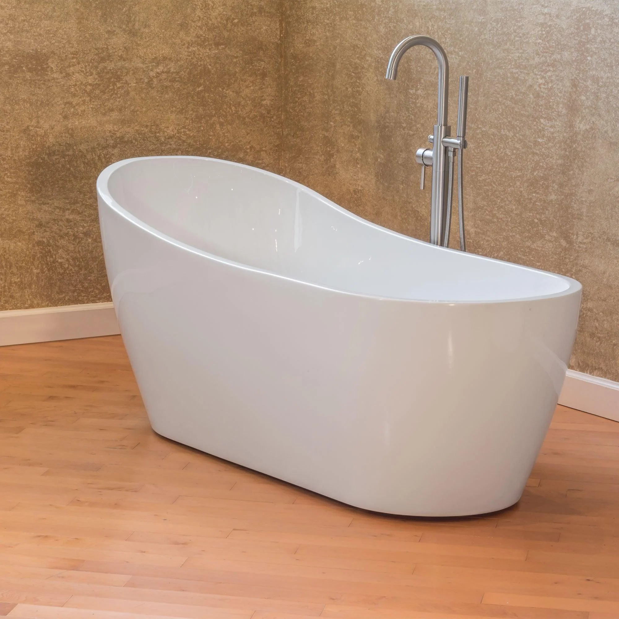 66" Freestanding Acrylic Bathtub with Overflow and Side Drain LTF3 - Image 5