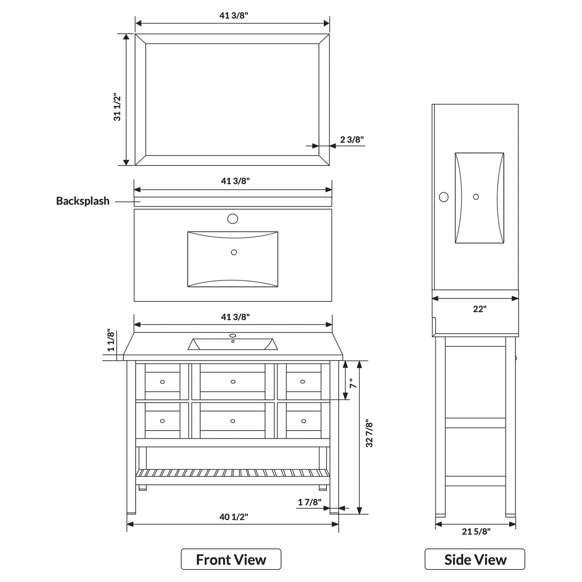 42"W Bathroom Vanity with Marble Top and Mirror in Espresso LV6-42B - Image 5