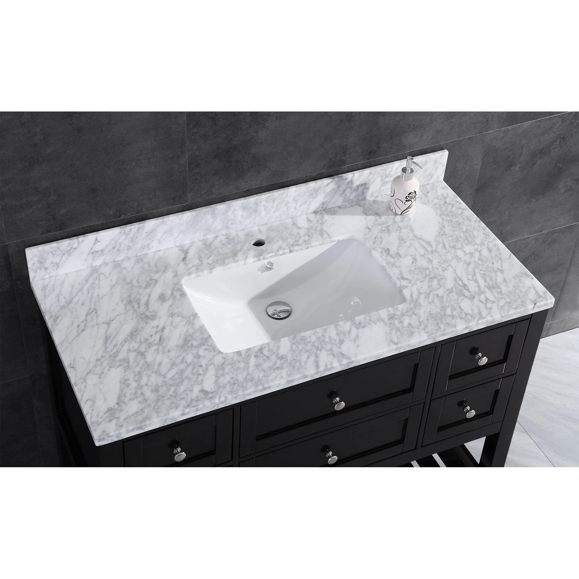 48"W Bathroom Vanity with Marble Top and Mirror in Espresso LV6-48B - Image 4