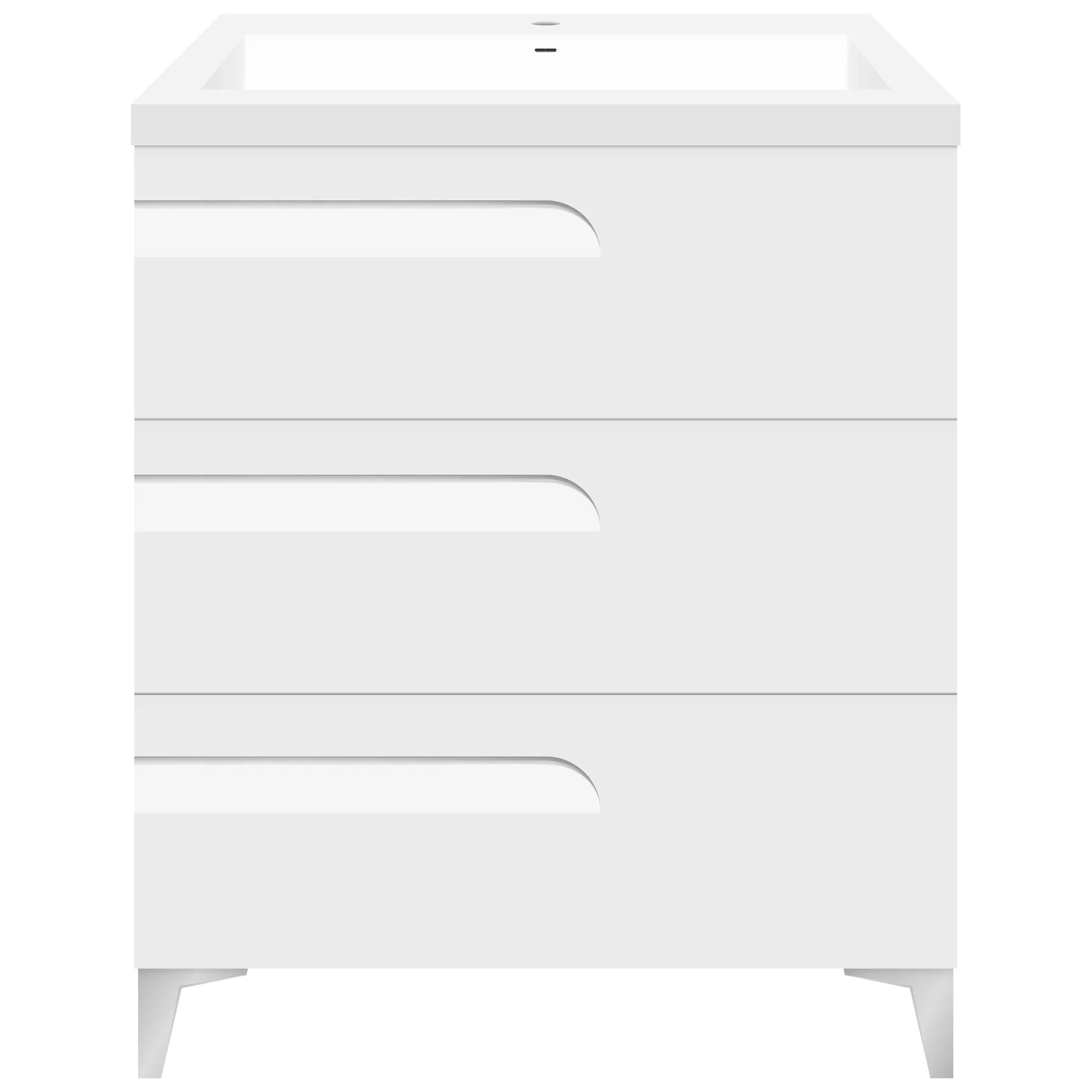 30" Freestanding Single Sink Bathroom Vanity in White Gloss with Square Counter Top LV7B-30W - Image 2