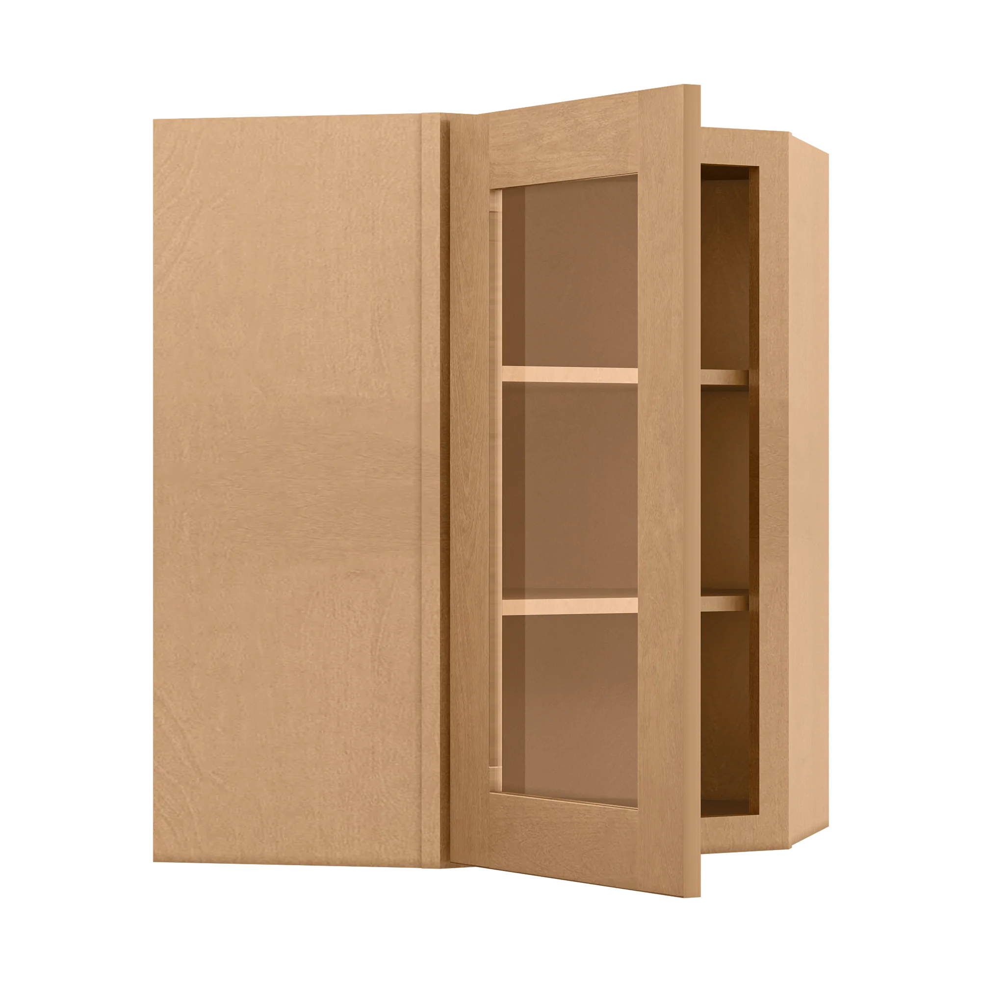 Frosted Glass Door Diagonal Corner Wall Kitchen Cabinet DCMD2430 Shaker Toffee LessCare 24 in. width 30 in. height 12 in. depth - Image 4