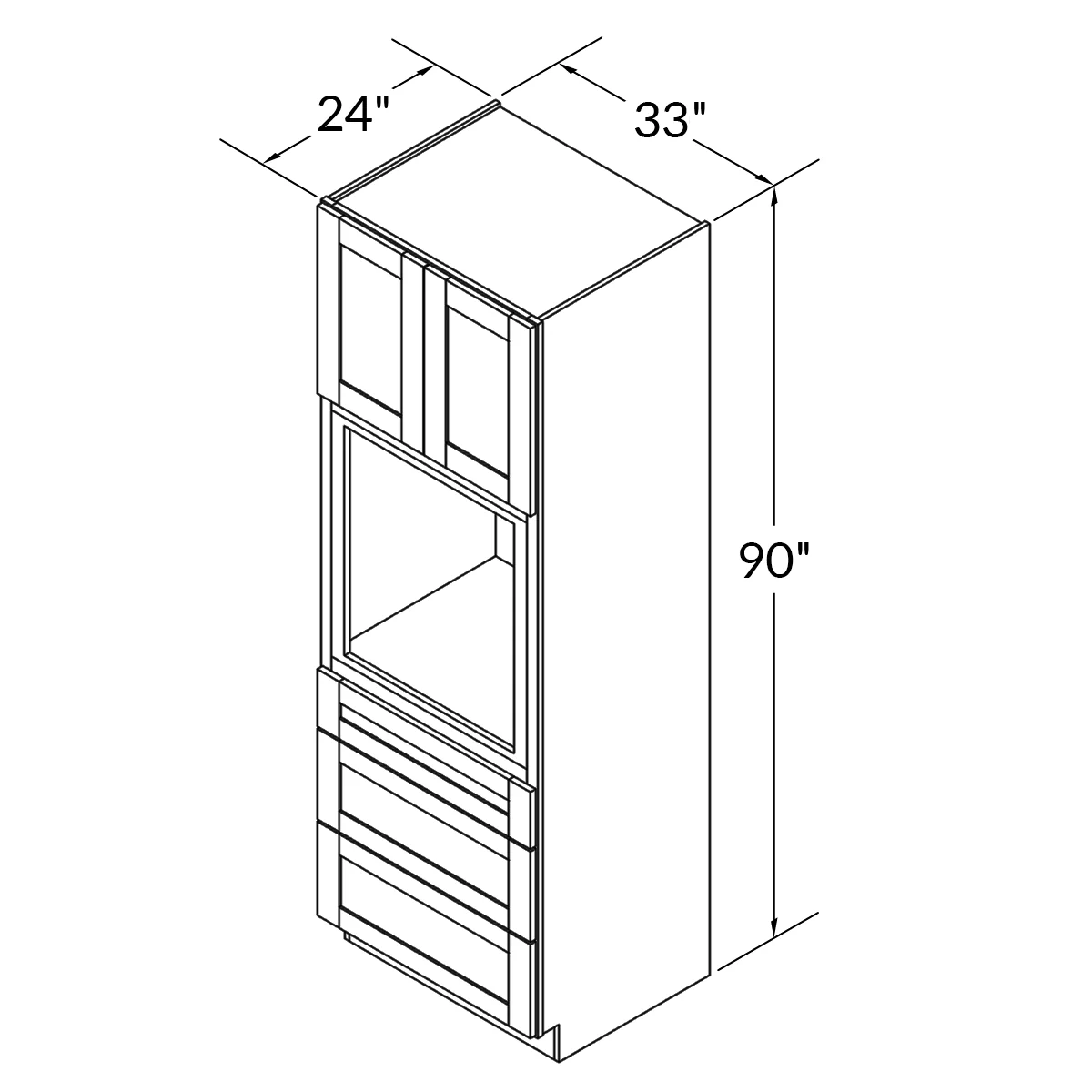 Oven Kitchen Cabinet OC3390 Alpina White LessCare 33 in. width 90 in. height 24 in. depth
