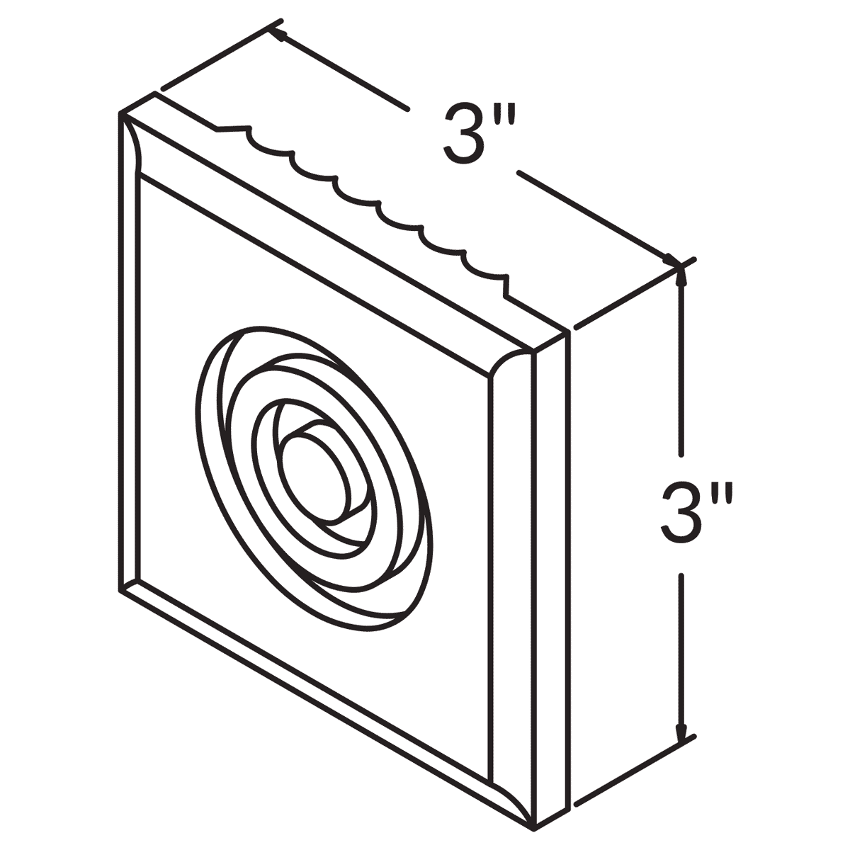 Rosette Molding FFROS3X3 Milan Slate 3 in. width 3 in. height