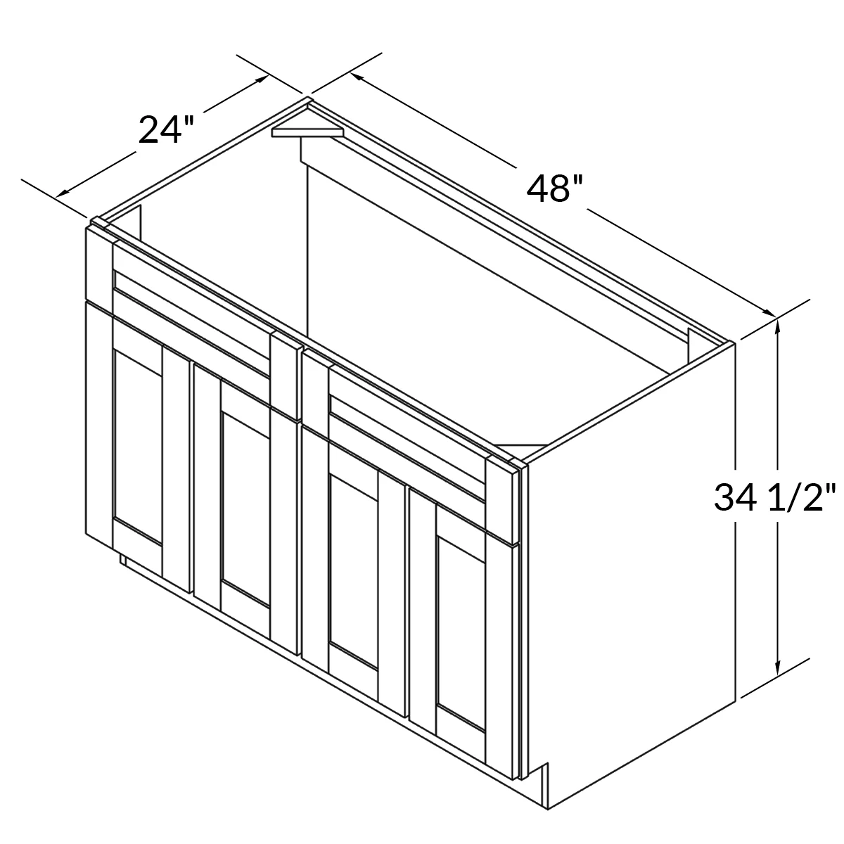Sink Base Kitchen Cabinet SB48 Milan Pearl 48 in. width 34.5 in. height 24 in. depth