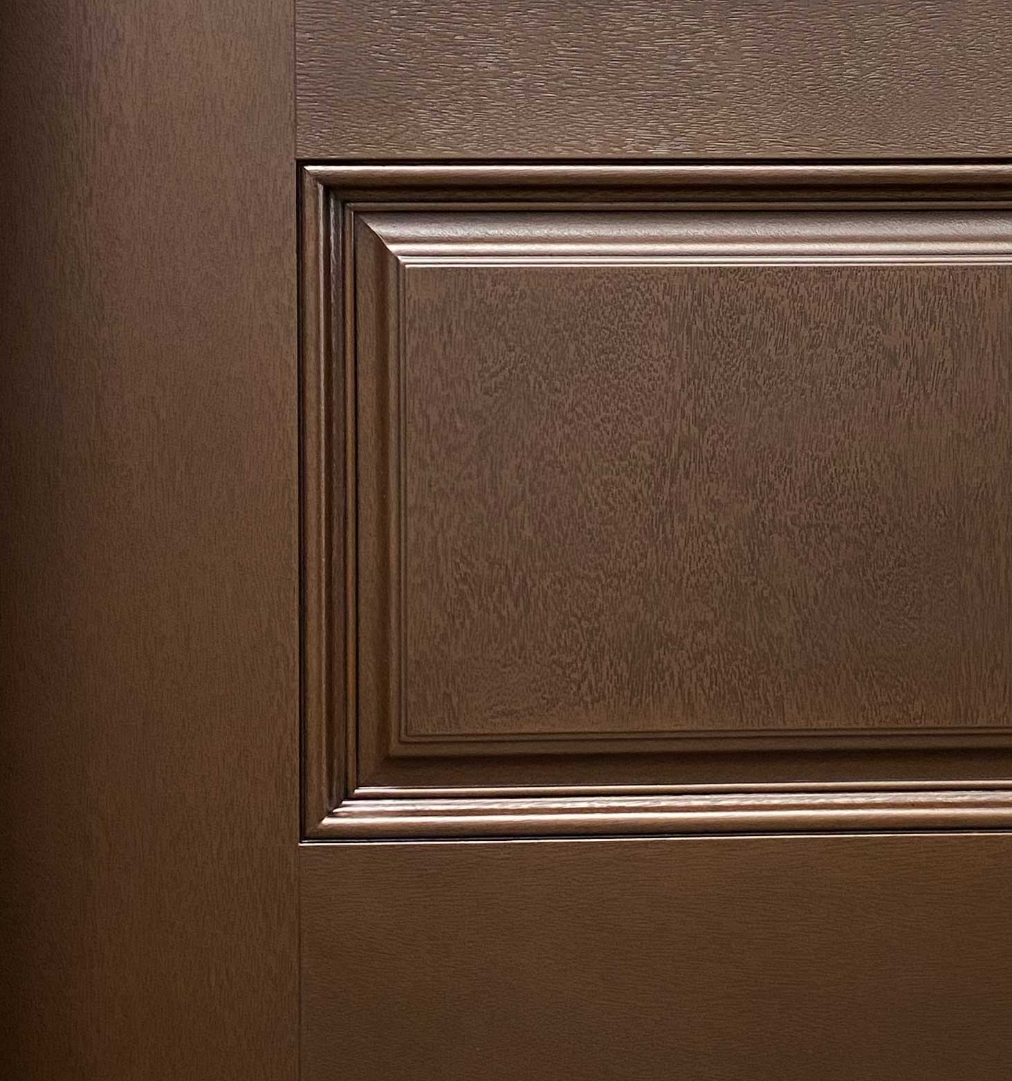 Hometown 36 in. x 80 in. 3/4 Lite Decorative Glass Stained Dark Walnut Prehung Fiberglass Exterior Door with Brickmold - Image 5
