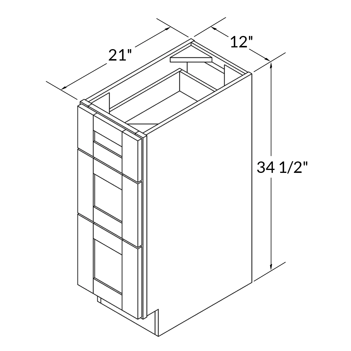 Vanity Drawer Base Cabinet VDB1221345 Shaker Toffee LessCare 12 in. width 34.5 in. height 21 in. depth - Image 2