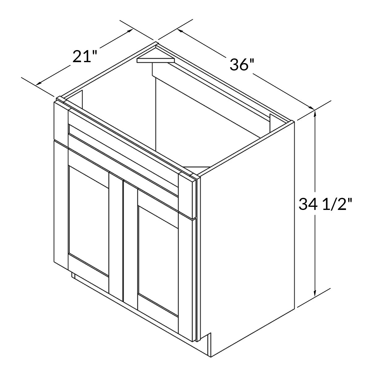 36 W x 21 D x 34.5 H Vanity Sink Base Cabinet - Alpina White - Image 3