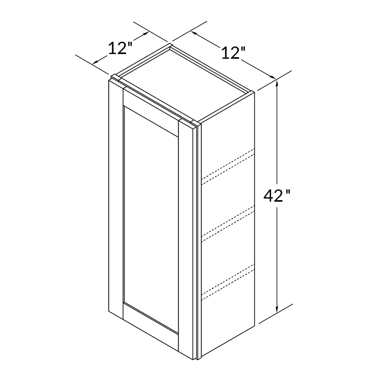 Wall Kitchen Cabinet W1242 Milan Pearl 12 in. width 42 in. height 12 in. depth