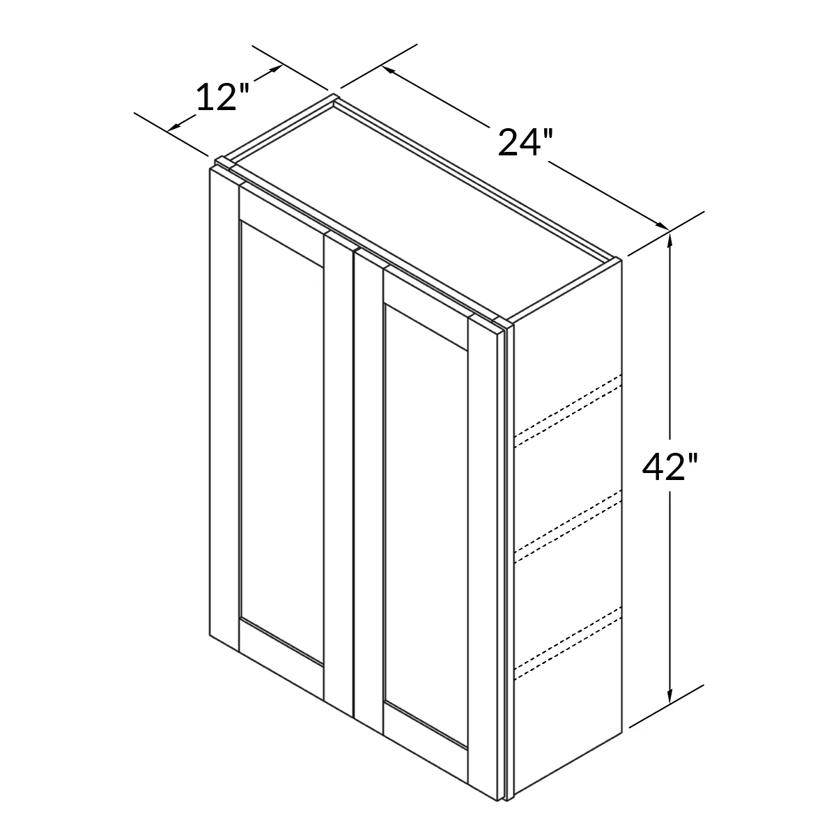 Wall Kitchen Cabinet W2442 Milan Pearl 24 in. width 42 in. height 12 in. depth