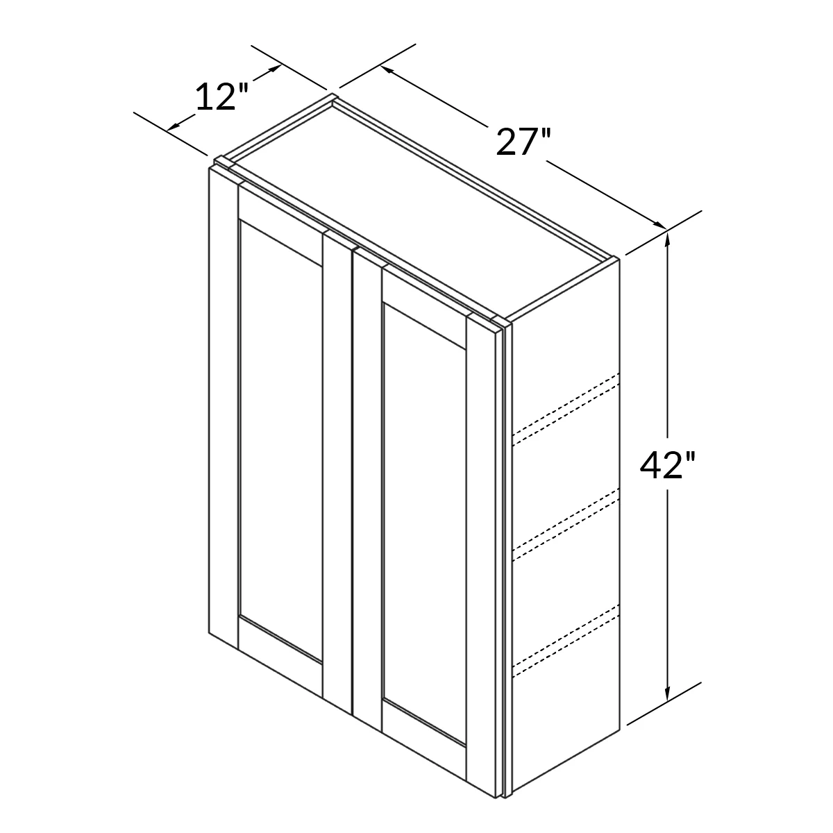 Wall Kitchen Cabinet W2742 Newport LessCare 27 in. width 42 in. height 12 in. depth