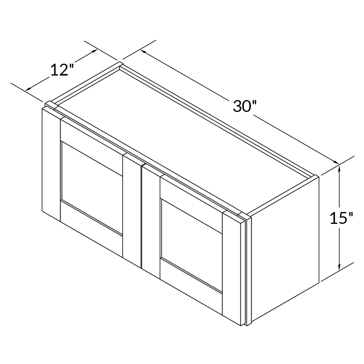Wall Kitchen Cabinet W3015 Milan Pearl 30 in. width 15 in. height 12 in. depth
