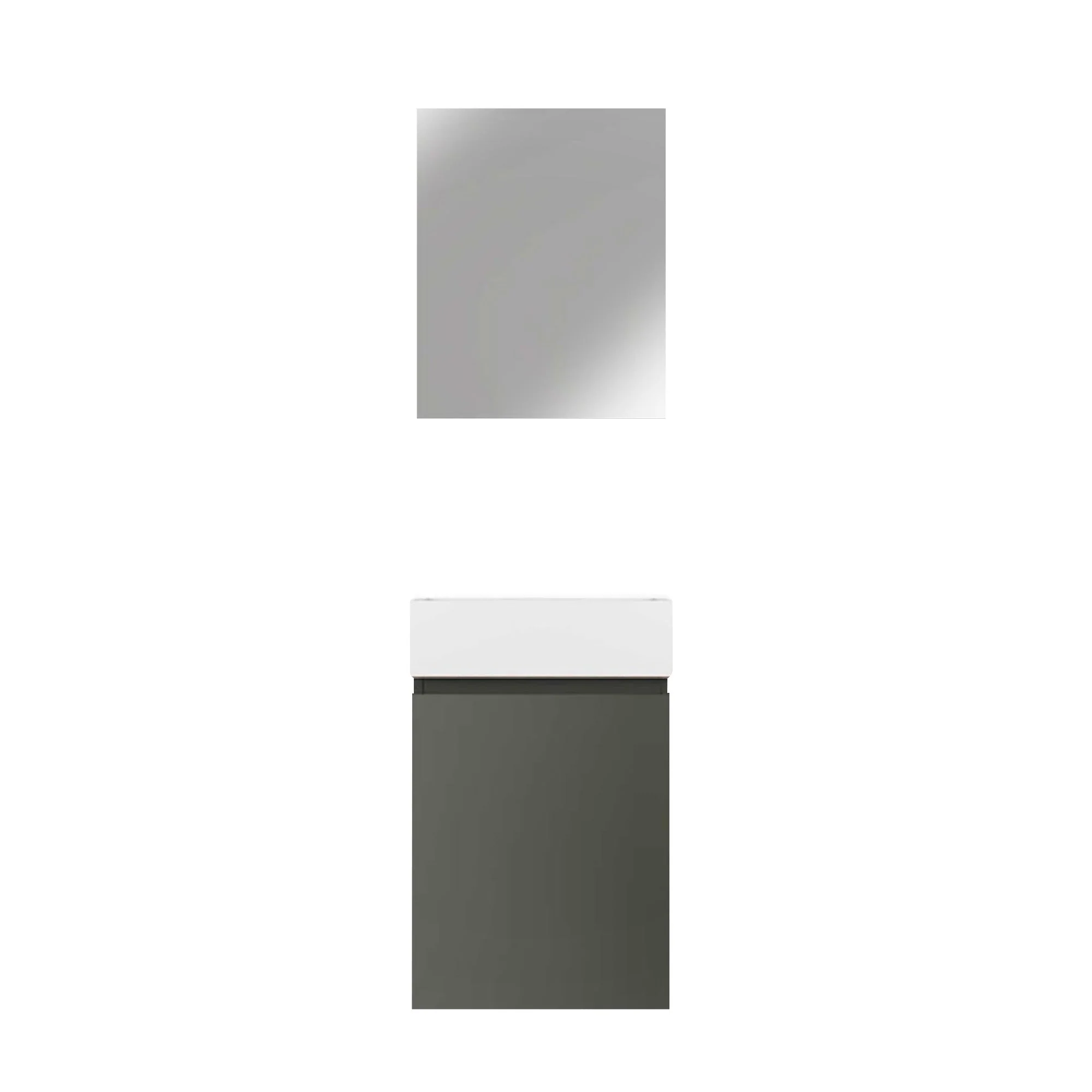 16" Wall Mount Single Bathroom Vanity in Gray with White Integrated Sink and Mirror - Image 4